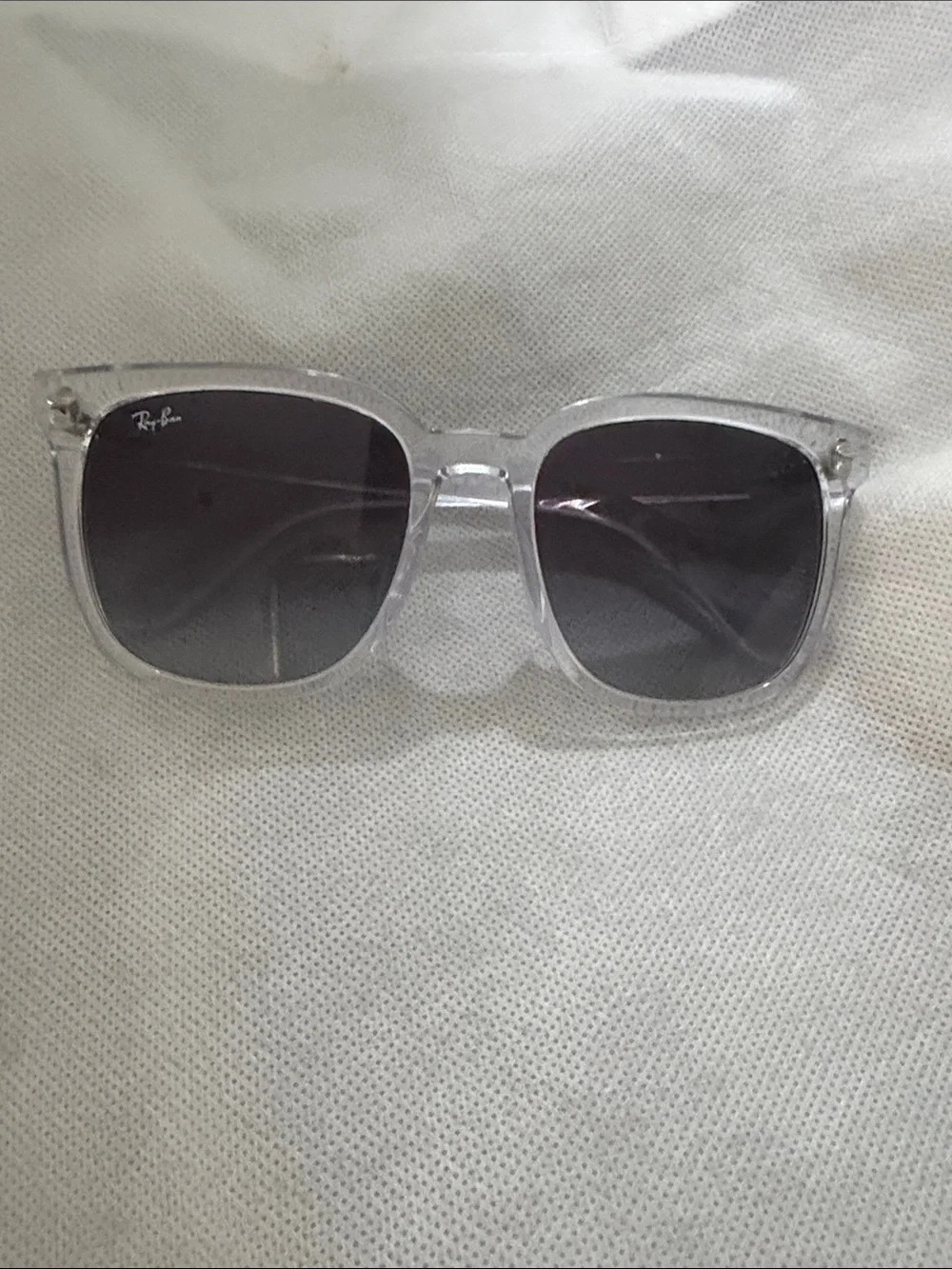 Ray-Ban Clear Frame Sunglasses with Dark Smoke Lenses